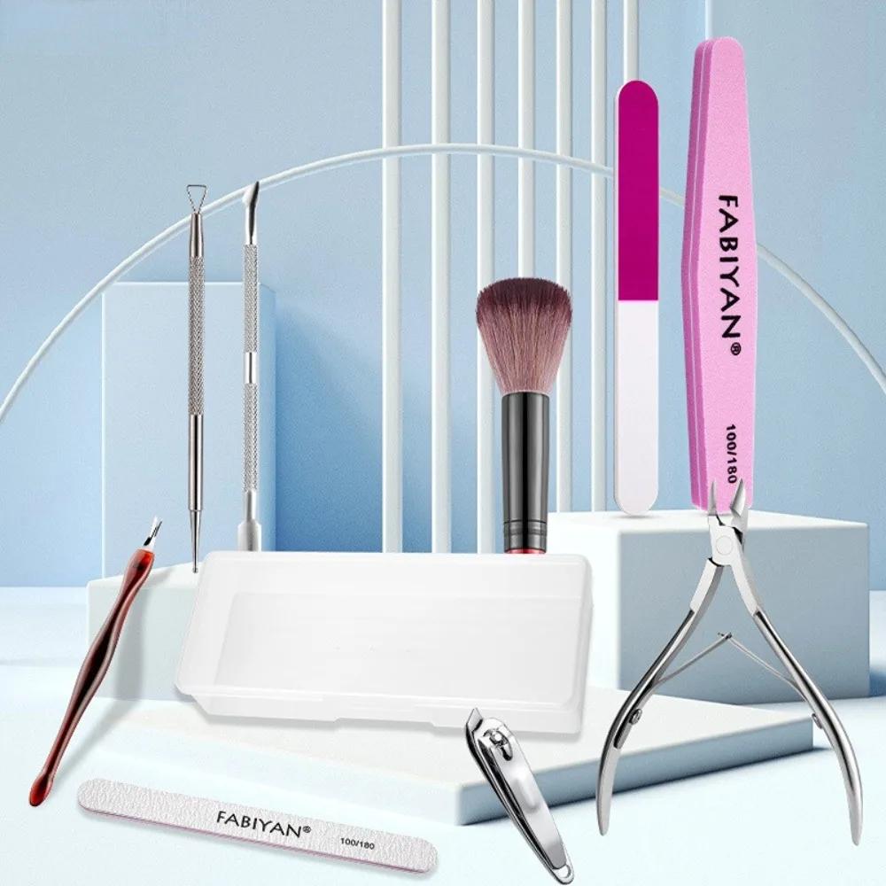 New Nail Brush Nail Remover Nail Accessories Manicure Tools Set Dead Skin Scissors Nail File Polishing Stainless Ste